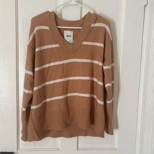 Aerie oversized Brown and Cream V-Neck Sweater